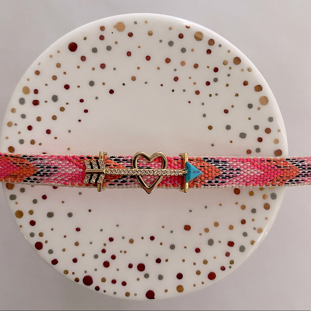 Keep Collective Stella & Dot Neon Friendship Charm Bracelet Heart and Bow& Arrow